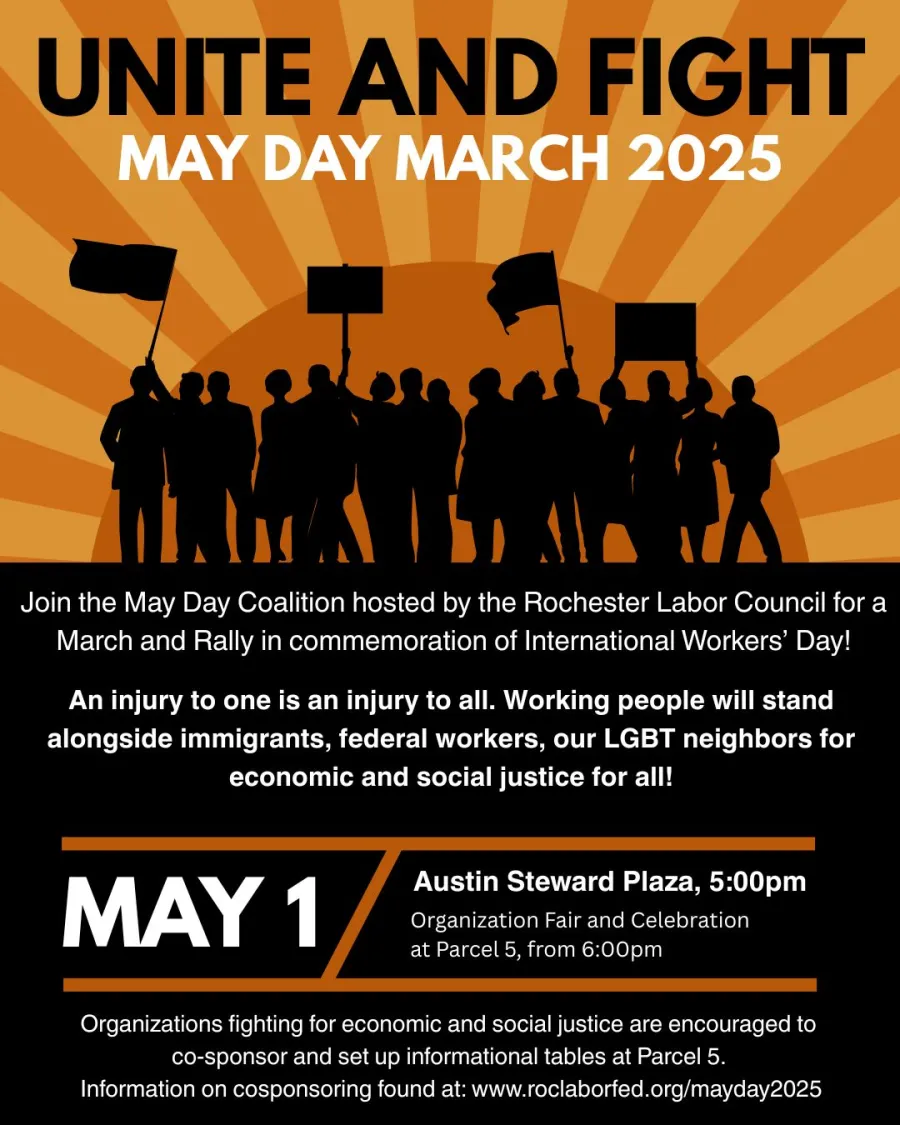 Flyer for the Rally on May 1st 2025